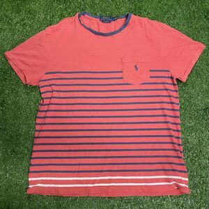 Polo Ralph Lauren Striped T‑Shirt Men’s Medium Red Navy Pocket Crew Tee